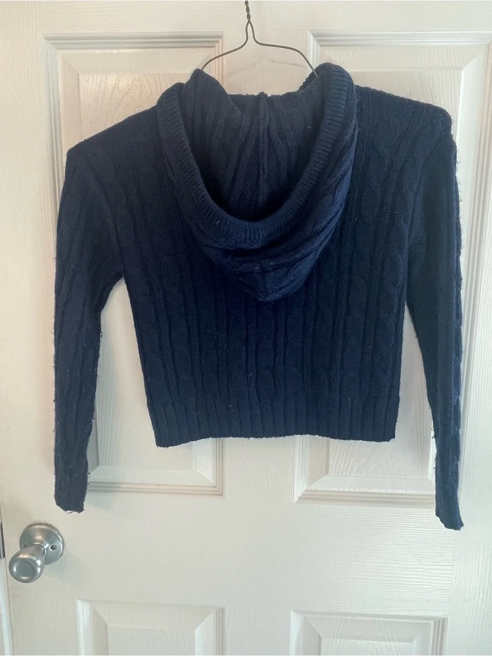 SO Navy Cable-Knit Zip Hoodie Cardigan - Girls
